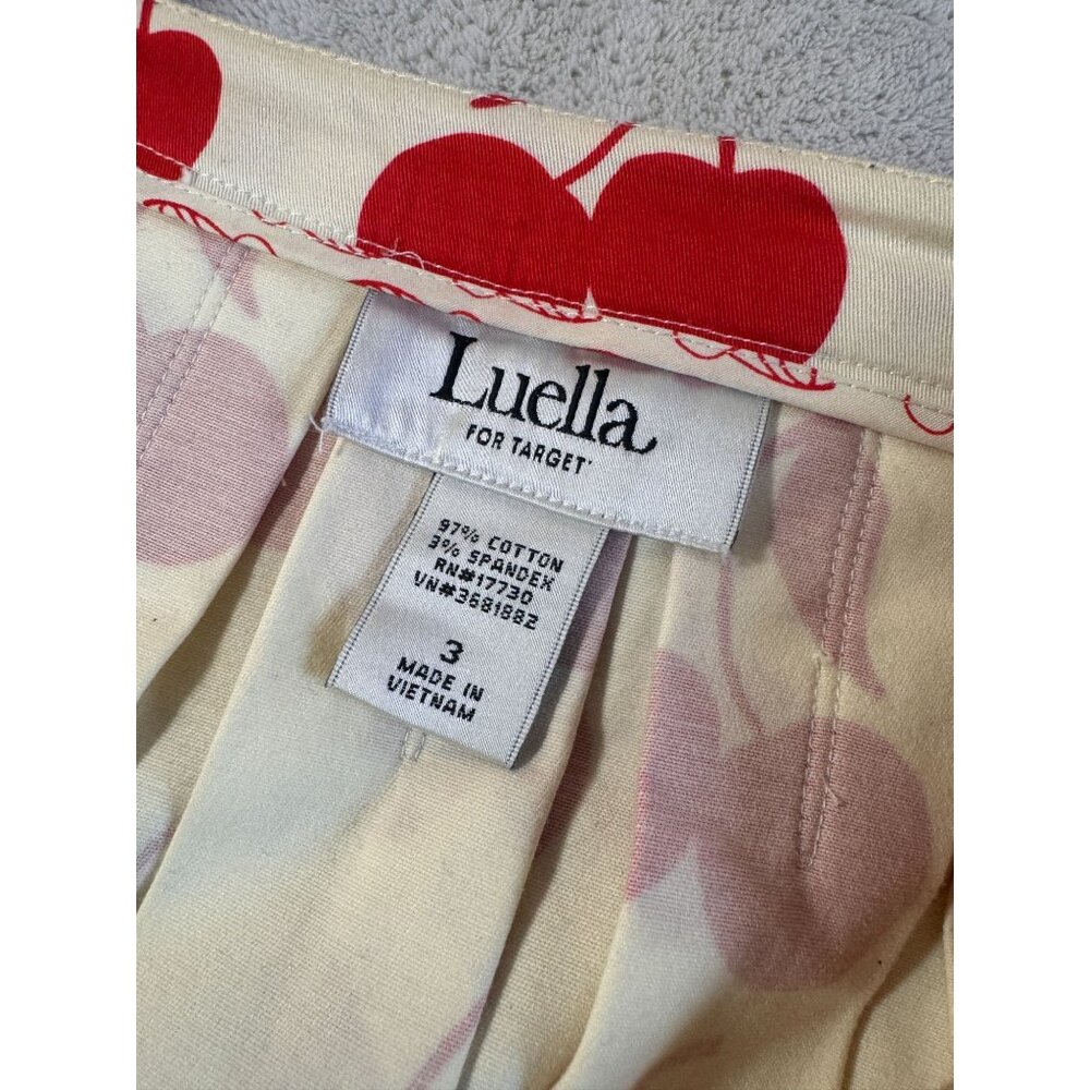 Vintage Luella Bartley Cherry Print Pleated Wrap Mini Skirt Size 3 - Picture 9 of 9